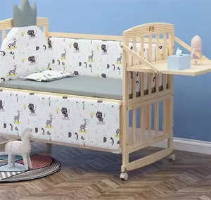 Beddengoed kroonvorm baby 5 -st set kind meisje wieg pasgeboren kussensloop wieg zebras patroon dolfijn print houten bumper bed set laken ba30 f23