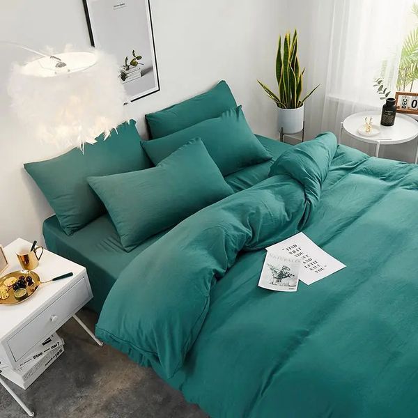 Ensemble de literie pour garçons filles chambre lavé coton housse de couette taie d'oreiller couvre-lit Simple mode drap de lit ensemble linge de lit 240306