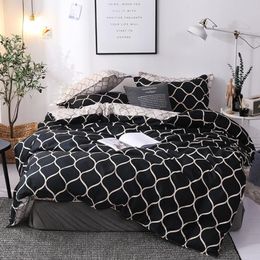 Ensemble de literie Super King Housse de Couette Ensembles 3 pièces Marbre Simple Hirondelle Reine Taille Noir Couette Housse de Couette taie d'oreiller 200x200213G