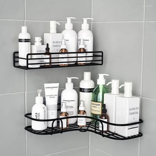 Ensembles de literie 1 / 2pcs étagère de salle de bain Soucheur de douche Murn de shampooing de rangement avec aspiration sans forage accessoires de cuisine