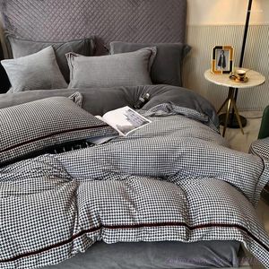 Conjuntos de ropa de cama 1.8mbed Home Light Luxury Luxury Simple Fleece Juego de coral Dulelo de franela espesa de doble cara