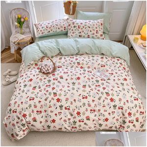 Beddengoedsets 100% katoen 133x72 stof twill pastorale bloemen vintage set dekbed ER 200x200 met bloemen geen laken 230607 druppel deliv dhzki