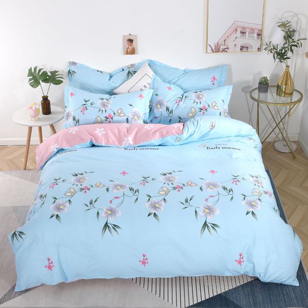 Ensembles de literie 100% coton Ensemble de 4 pièces Literie Enfants adultes Housse de couette Taie d'oreiller. pas de couette D2