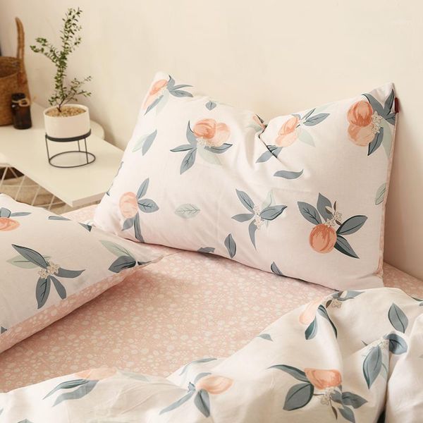 Ensembles de literie 100% coton ensemble pêche quatre pièces jardin housse de couette américain Extra large taie d'oreiller linge de lit personnalisé