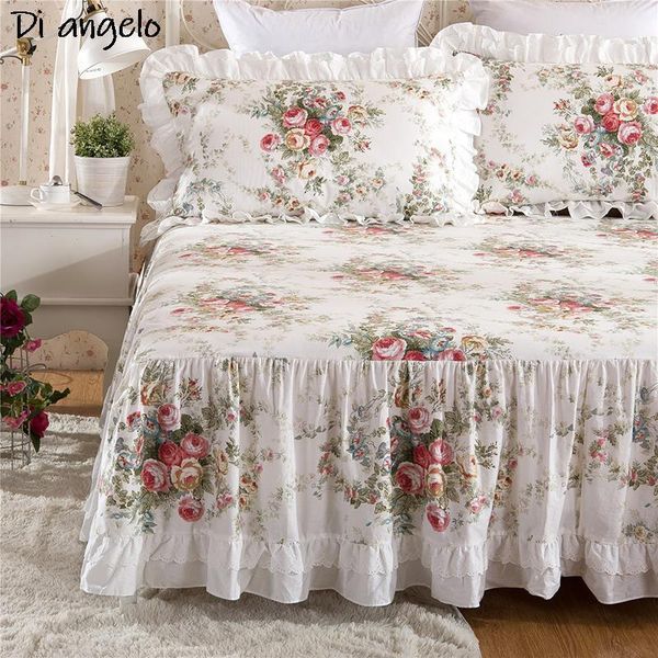 Juegos de cama 13PCS Estilo francés Algodón Cama pequeña Falda Funda de almohada de encaje Funda de colchón Doble Queen Textiles para el hogar Tamaño múltiple sw 230626