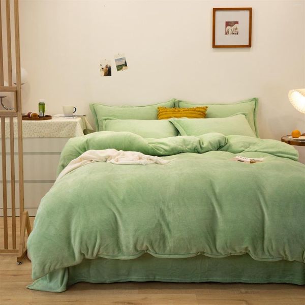 Juegos de ropa de cama 150/180/200cm Coral verde claro Velvet Bedera Cubierta de almohada Cubierta de almohada de cuatro piezas M045-1