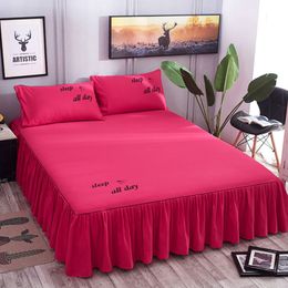 Beddengoed sets 1 stks bedklep bed linnen voor huis vaste kleur elastische patchwork bedbladen polyester mode beddengoed beddenverspreide jurk 230211