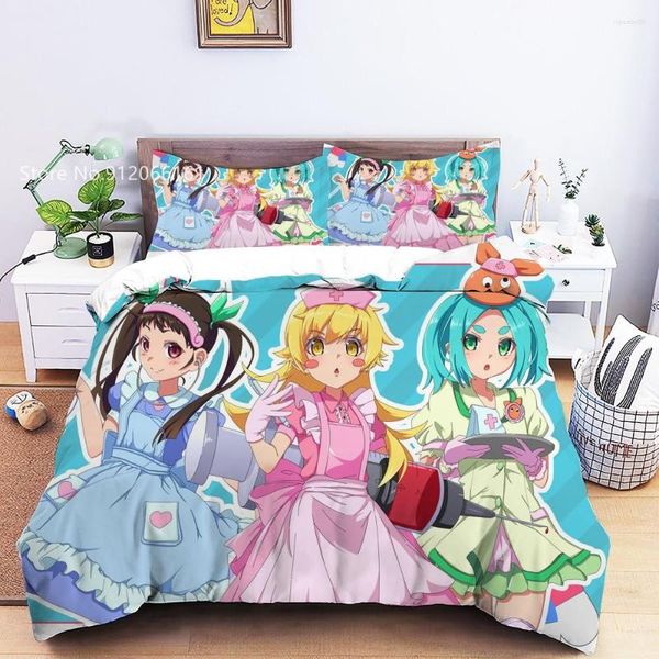 Ensembles de literie 2/3 pièces Bakemonogatari Anime ensemble impression 3D pour enfants adultes housse de couette belle Kawaii filles lit couette décor à la maison