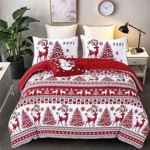 Ensembles de literie 2 3pc housse de couette personnalisé flocon de neige de Noël arbre wapiti enfant et adultes ensemble simple double reine chambre décor 231204