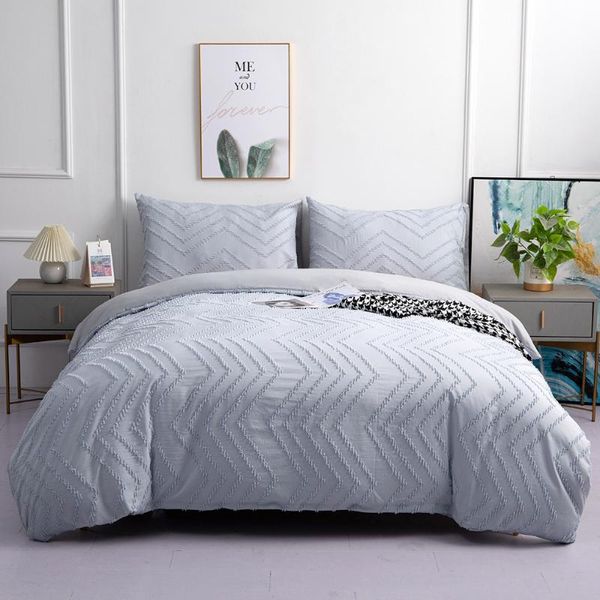 Ensembles de literie 2/3 pièces Bohême haute qualité housse de couette ensemble fleurs coupées solide couette de luxe couette adultes ponçage brossé maison textilebedding