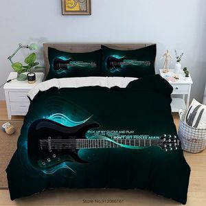 Ensembles de literie 2/3 pièces coloré guitare housse de couette ensemble d'instruments de musique impression 3D pour chambre lit couette couvre-lits Double