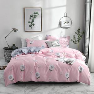 Ensembles de literie 2022 Quatre pièces Simple Coton Double Ménage Drap de lit Housse de couette Épaississement Ponçage Dortoir Fleurs Roses