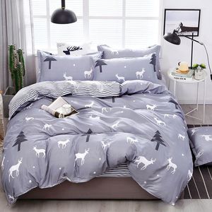 Beddengoedsets 2022 Thuis textiel Kerstmoose dekbedoverkapkussencase plat laken meisje tiener volwassen jongen linnengoed set king 4pcs