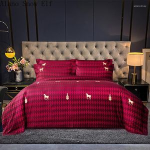 Juegos de cama 2023 Comfort 140s Sábana de algodón Funda nórdica Juego de cama de diseño Lujo King Size
