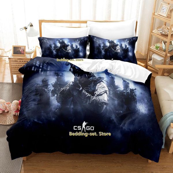 Ensembles de literie 2023 CSGO COMPRENDRE STRICE GLOBAL OFFENSION SEUX TWIN FULL Queen King Size Bed Adult Kid Bedroom Duvetcover Set 230817