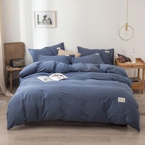 Ensembles de literie 2023 Est coton à fibres longues quatre pièces drap de lit étoile et lune motif plaine lumière modèles de luxe Denim bleu