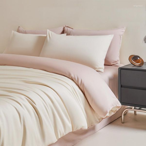 Conjuntos de ropa de cama 2023 S Juego de funda nórdica de color sólido Confort de alta calidad Edredones de cama de algodón amigables con la piel