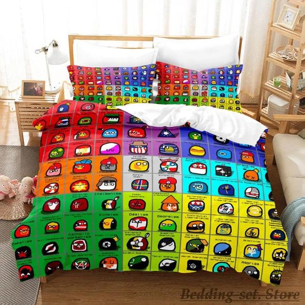 Ensembles de literie 2024 Countryball Polandballs Set Single Twin Full Queen King Size Lit Aldult Kid Chambre Housse de couette Dessin animé