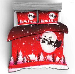 Beddengoed sets 2024 mode kerstdruk dekbedoverdeksel met kussensloopbed quilt covers Santa Claus Patroon Home Textile Set