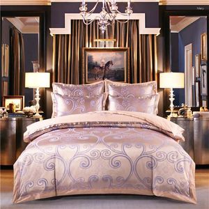 Ensembles de literie 2024 Produits Coton Satin Jacquard Lit Set Couchet / couette Couverture de luxe King Size 4 pièces.