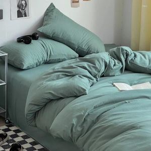 Ensembles de literie 2024 feuilles de lit de style ensemble avec oreillers Boîtier de couette coton lavé Coton plein