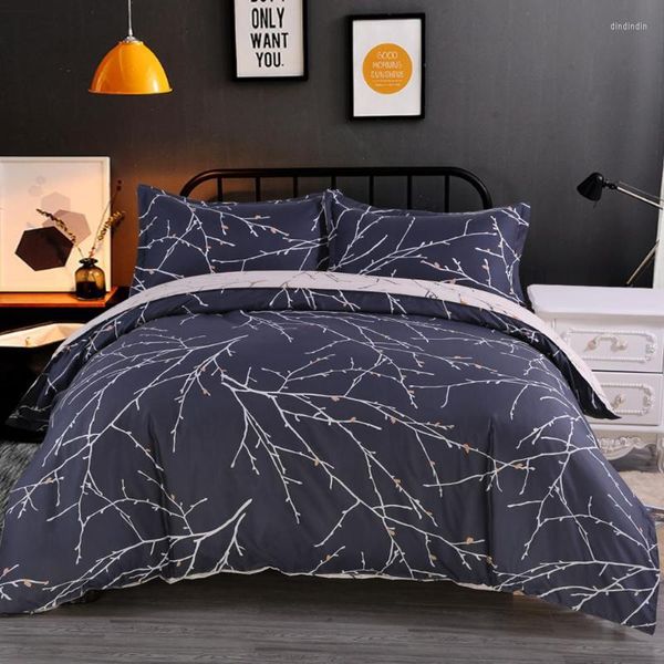 Juegos de cama 22 Set Microfibra Poliéster Funda nórdica de lujo Azul Gris Dormitorio Decoración Ropa de cama 2/3 piezas Sin sábana