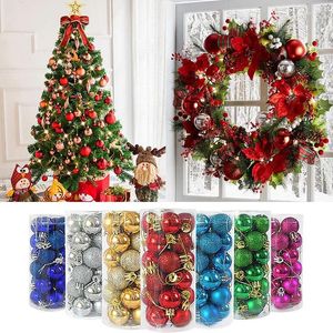 Beddengoed sets 24 stcs 3 cm kerstballen kerstboomhangende ornamenten baubeer vrolijke decoraties voor huis 2024 navidad jaar cadeau