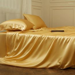 Ensembles de literie 25 momme 6A Mulberry Silk Ensemble avec couvrette de couvre-lit à lit d'oreiller de lit de lit de luxe