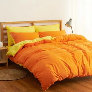 Ensembles de literie 3-4pcs Orange Wash Set Cover Luxury Home Textile King Size Bed Bedclothes Quilt Duvet