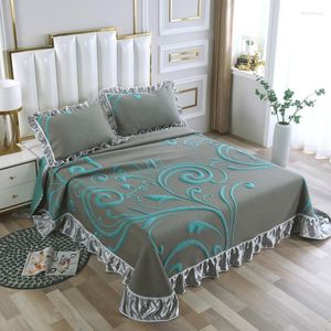 Ensembles de literie 3/5pcs coton tricoté tissage couvre-lit couverture couverture taies d'oreiller avec volants super doux pour toutes les saisons