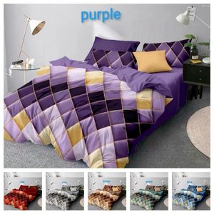 Ensembles de literie 35 2or3pcs Set Plaids Princes Couvercle de couette douce avec fermeture à fermeture éclair 1 Quilt 1/2 taies