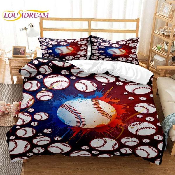 Ensembles de literie 3D Basketball Set Sport Baseball Housse de couette Lit Football pour la maison Taies d'oreiller Chambre d'enfants Chambre Dortoir Décor