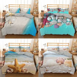 Ensembles de literie 3D Beach Shell Starfish Housse de couette Ensemble de literie Couvre-lit d'été Housse de couette Euro King Queen Size Teens Home Bed Decor 230427