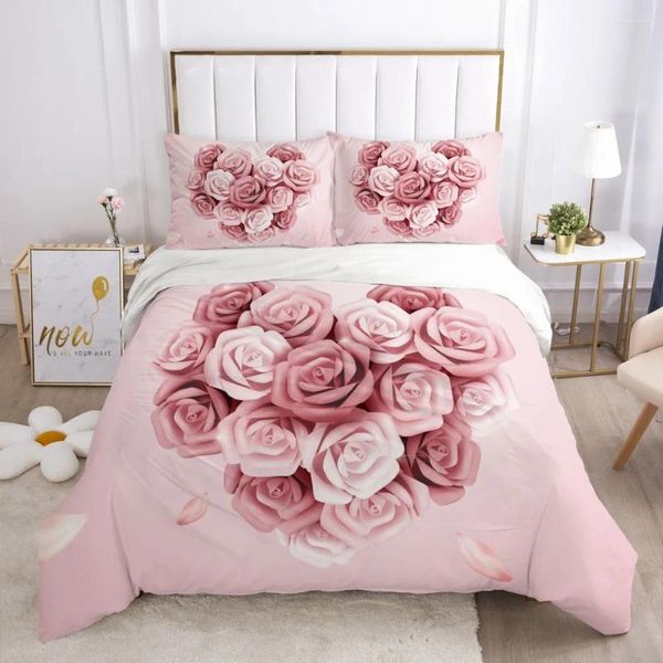 Ensembles de literie 3D Ligne de lit Set Flower Designer Coup de couette Couper Couette Countreuse Coubitre Twin Twin Double Taille