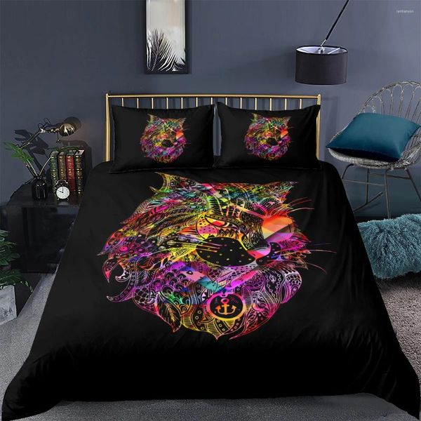 Ensembles de literie 3D Bohemian Duvet Set Quilt Comforther Covers Pillow Shams Twin Twin double conception de taille unique Black