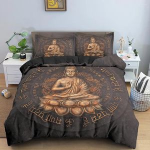 Beddengoed stelt 3d Boeddha set Twin Size luxe Boho dekbedoverdeksel en kussensloop quilt king bed Coverter Boheemian