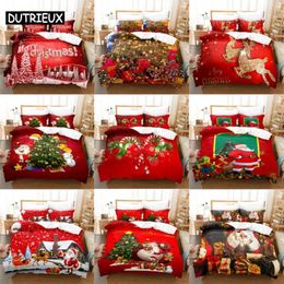 Ensembles de literie Ensemble de housse de couette de Noël 3D Couette Couette Taie d'oreiller Linge de lit Twin Queen King Double Full Single 3PCS 2PCS Chambre