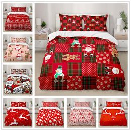 Beddengoed stelt 3d kerst textiel luxe set van hoge kwaliteit comfortabele kerstvlok print quilt dekbedoverdeksel en kussens