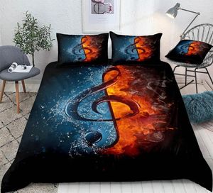 Conjuntos de ropa de cama 3D Colorido Musical Set Patrón de guitarra Cubierta nórdica con caja de almohada edredón de edredones textiles de la casa del hogar