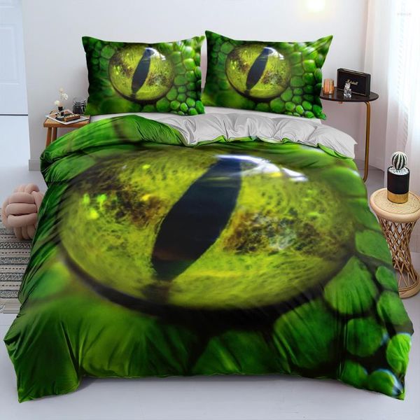 Ensembles de literie 3D Snake numérique Eye Family Lit Ligne Green Countreur Full Double King Size 140x210cm Cover Home Textile Home