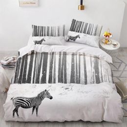 Juegos de ropa de cama 3D Digital Zebra Bed Linen Quilt Cover Full Double King Size 203x230cm Set Textiles para el hogar