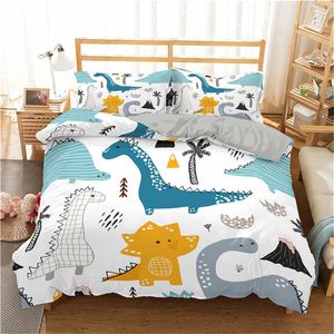 Beddengoed sets 3D Dinosaur Family Set for Kids Cartoon bedrukte bed omklep Single Boys dekbed grootte beddenbladen 221205