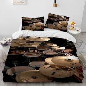 Beddengoed sets 3D Drumstel Muziekinstrumenten Dekbed Beddengoed Set Dekbedovertrek Bed Set Dekbedovertrek Kussensloop King Queen Size Beddengoed Set Gift 230718