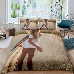 Beddengoed sets 3D dekbedoverdeksel Strakforter Covers Pillow Twin Single Double Size Golden Hair Beauty Custom