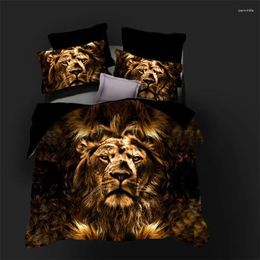 Ensembles de literie 3d couvre-coquette cover de couette couvertures couvertures d'oreiller 180x210 200x200 200x230cm de conception de lion animal