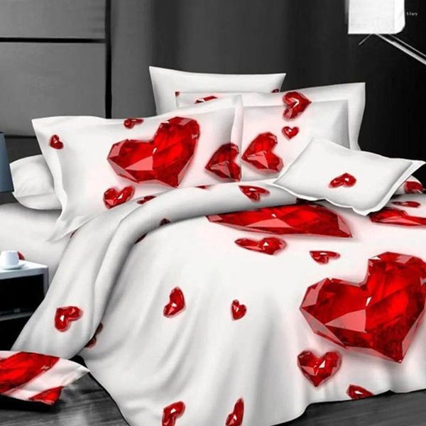 Juegos de ropa de cama 3D set de estampado de flores cubierta nórdica 2 fundas de almohada para el dormitorio de decoración suministros textiles para el hogar