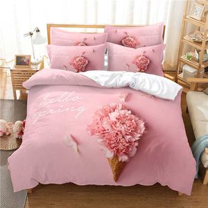 Beddengoed sets 3d Bloem Valentijnsdag Bruiloft Beddengoed Set Luxe Rose Hart Liefde Dekbedovertrek Twin Size case Stuks Custom