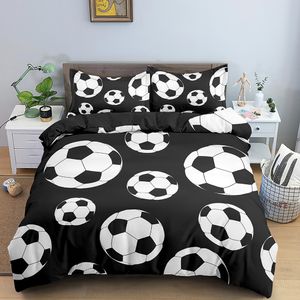 Ensembles de literie Housse de couette Football 3D Double Queen ensemble de literie complet 2/3 pièces housse de couette avec fermeture à glissière King Size housse de couette en polyester 230511