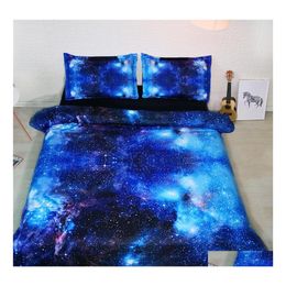 Ensembles de literie 3D Galaxy Literie moderne Lit et ensemble Couette en microfibre Couette Er Nonfading Us King For Adts Drop Delivery Home Gar Dheva