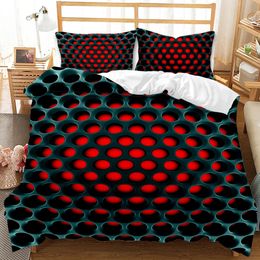 Juegos de ropa de cama Patrones geométricos 3D Impresos Juego de cama suave Estereoscópico Agujero denso Calurosamente Queen King Size 2/3 piezas Funda nórdica de poliéster 231122